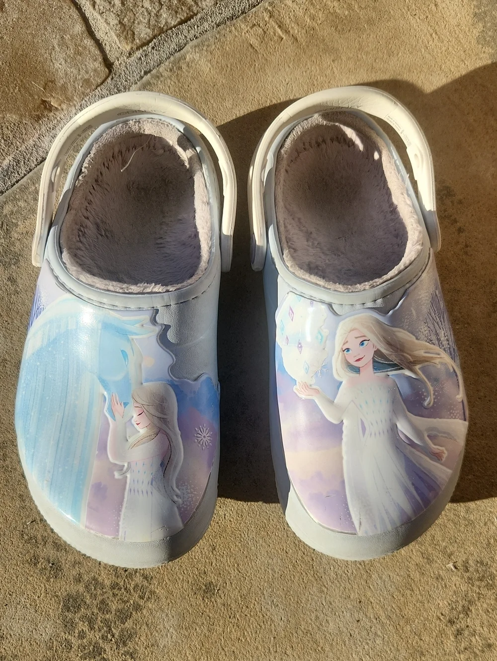 Crocs Disney Frozen II Clog Anna & Elsa White Fleece Lined Shoes